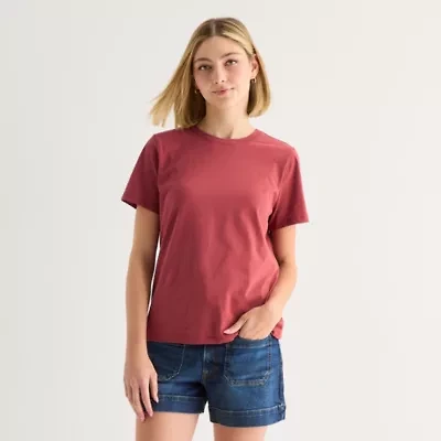 a.n.a Womens Round Neck Short Sleeve T-Shirt