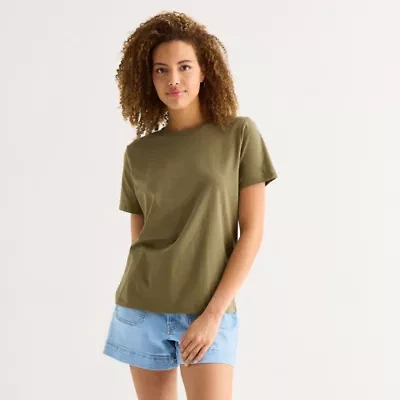 a.n.a Womens Round Neck Short Sleeve T-Shirt