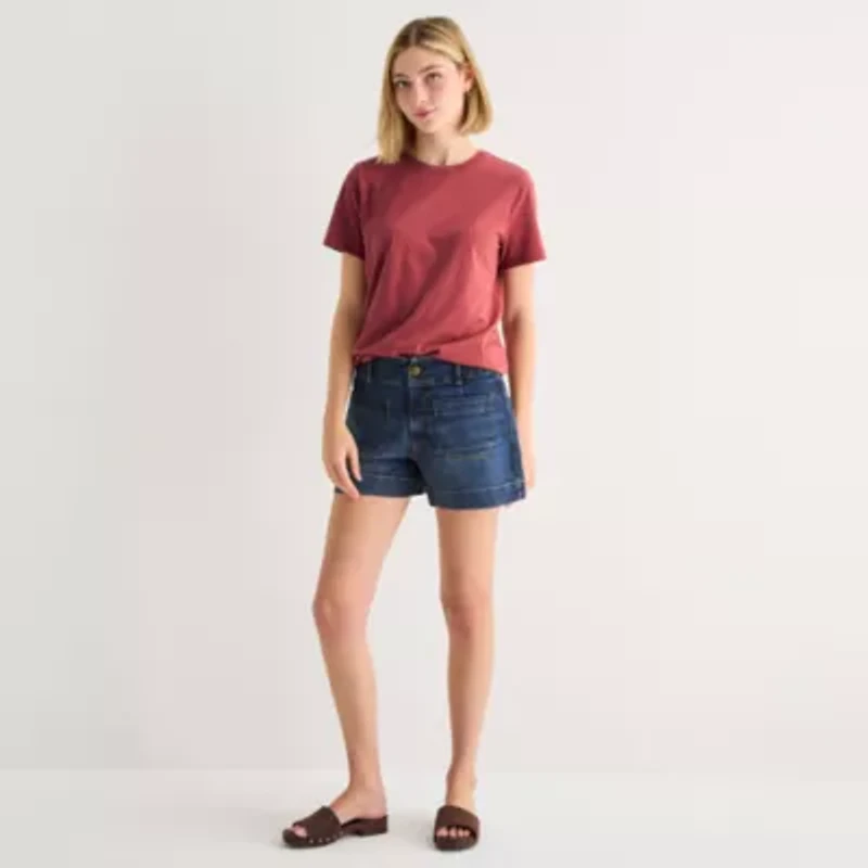 a.n.a Womens Round Neck Short Sleeve T-Shirt