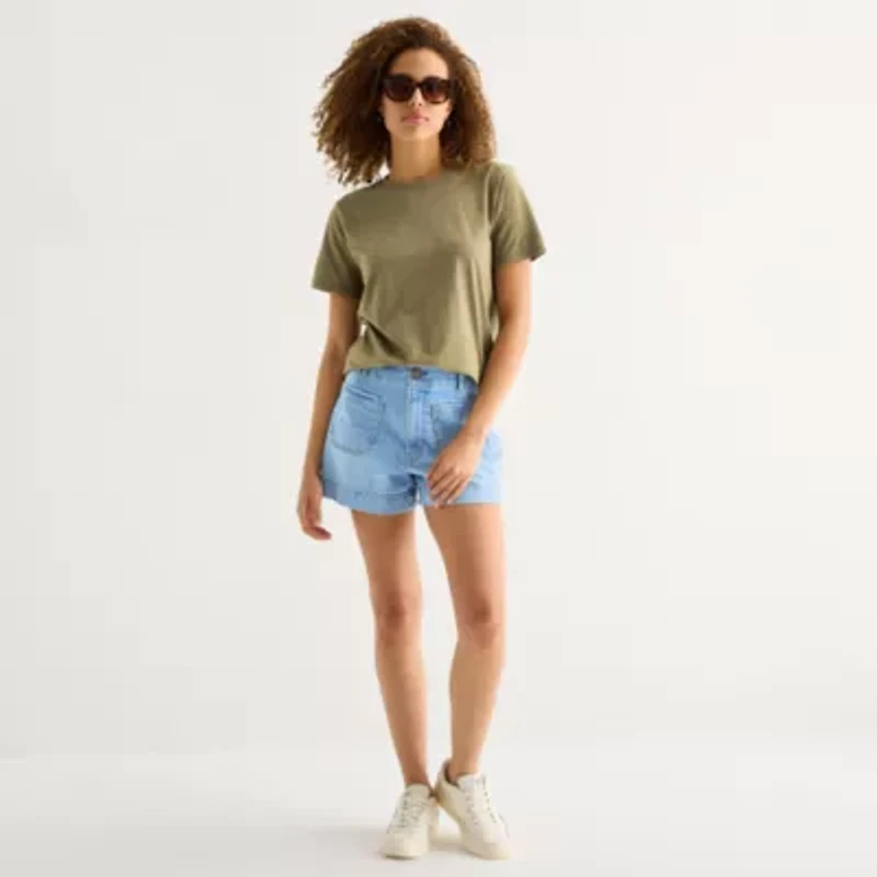 a.n.a Womens Round Neck Short Sleeve T-Shirt