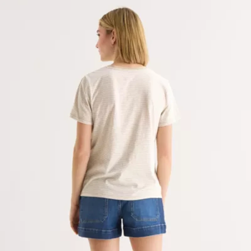 a.n.a Womens Round Neck Short Sleeve T-Shirt