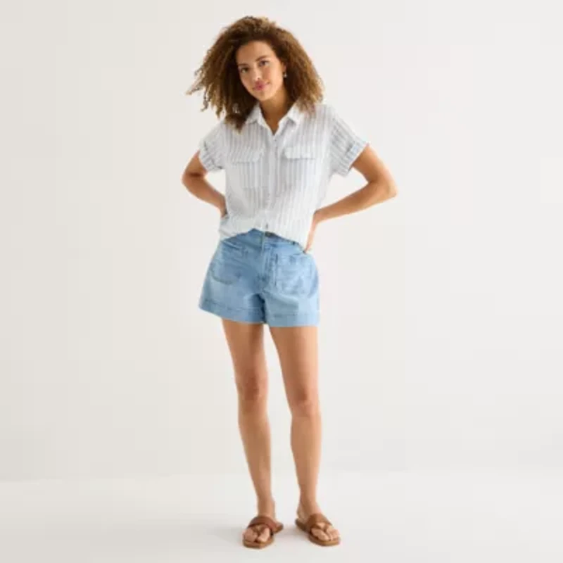 a.n.a Womens Short Sleeve Blouse