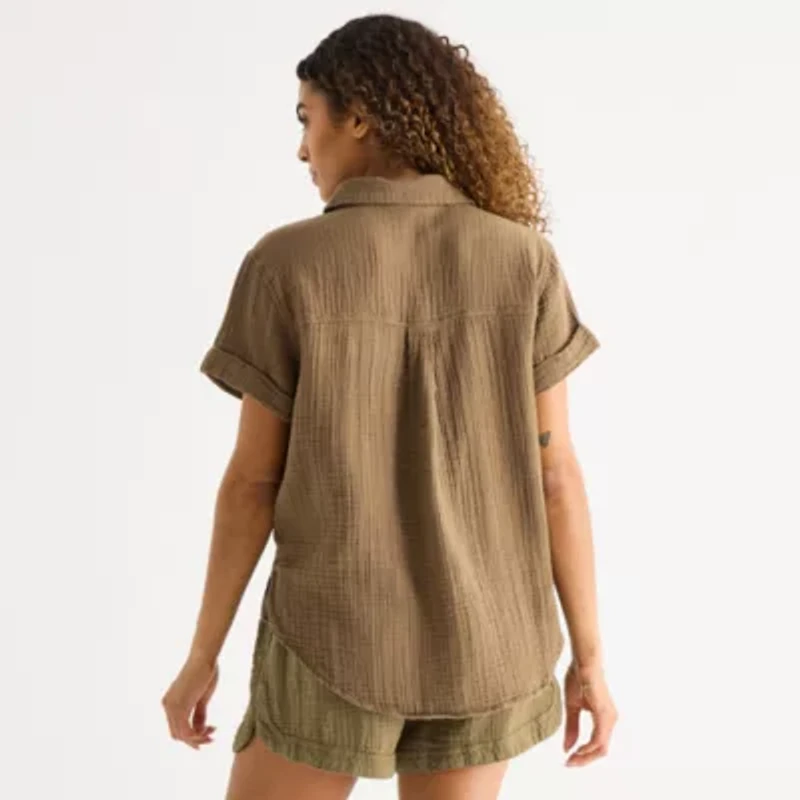 a.n.a Womens Short Sleeve Blouse
