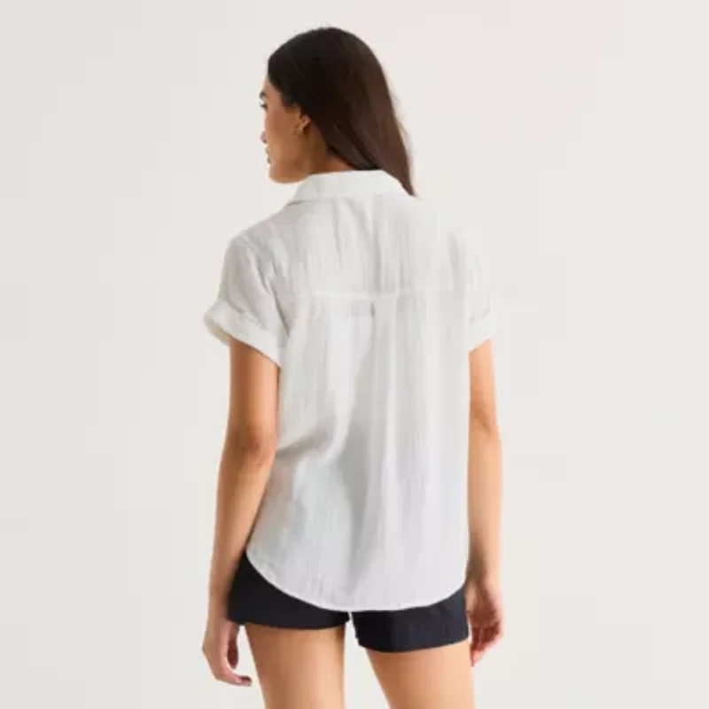 a.n.a Womens Short Sleeve Blouse