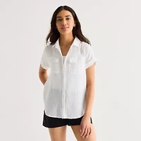 a.n.a Womens Short Sleeve Blouse