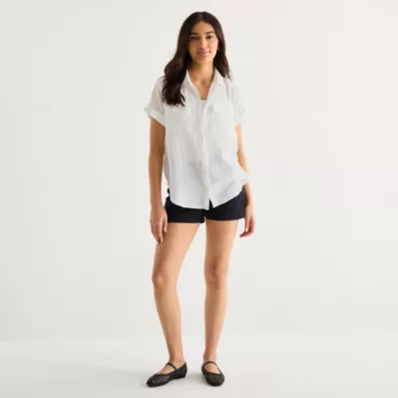 a.n.a Womens Short Sleeve Blouse