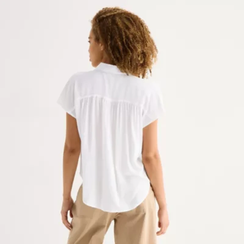 a.n.a Womens Short Sleeve Blouse