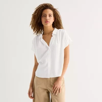 a.n.a Womens Short Sleeve Blouse