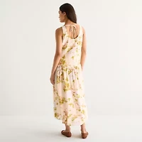 a.n.a Womens Sleeveless Floral Midi Drop Waist Dress