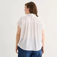 a.n.a Womens Plus Short Sleeve Blouse