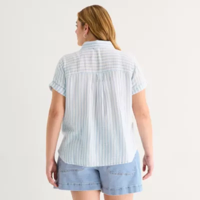 a.n.a Womens Plus Short Sleeve Blouse