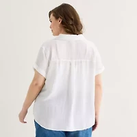 a.n.a Womens Plus Short Sleeve Blouse
