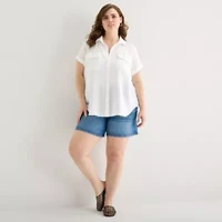 a.n.a Womens Plus Short Sleeve Blouse