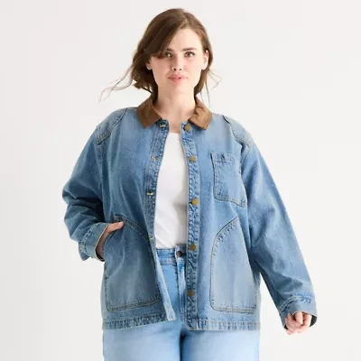 a.n.a Womens Plus Denim Lightweight Jacket