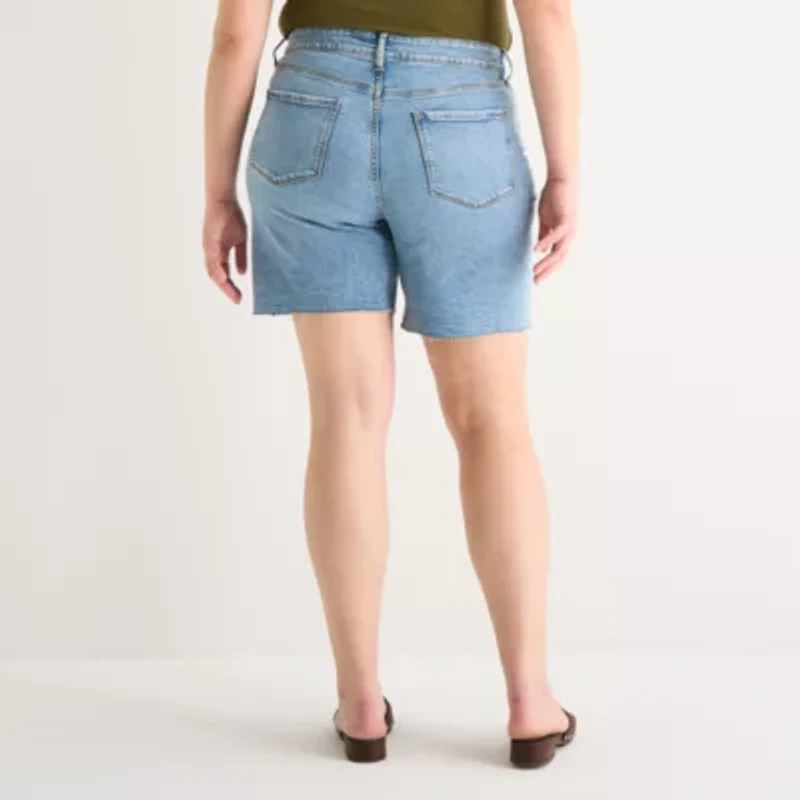 a.n.a Womens High Rise Plus Denim Short