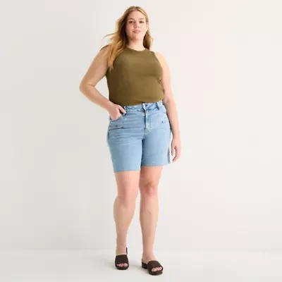 a.n.a Womens High Rise Plus Denim Short