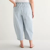 a.n.a Womens Plus High Rise Barrel Jean