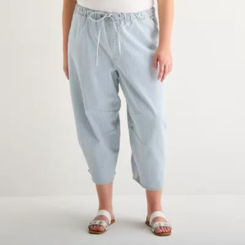 a.n.a Womens Plus High Rise Barrel Jean