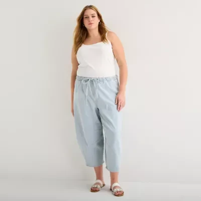 a.n.a Womens Plus High Rise Barrel Jean