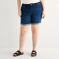 a.n.a Womens High Rise Plus Denim Short