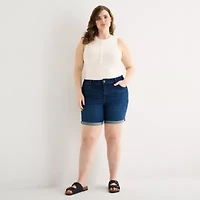 a.n.a Womens High Rise Plus Denim Short
