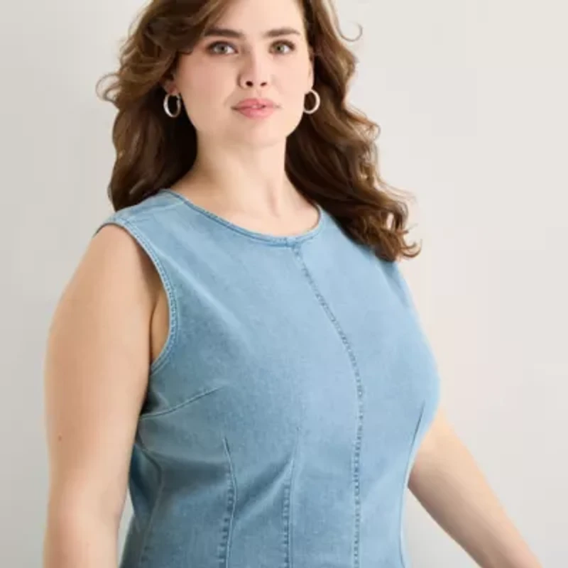 a.n.a Womens Plus Sleeveless Sheath Dress