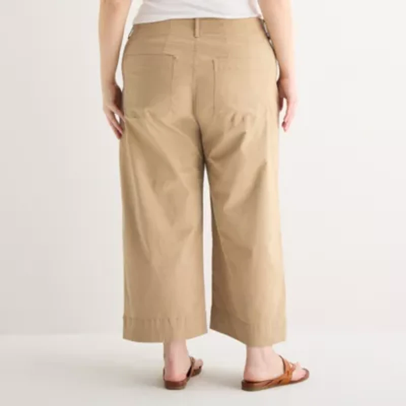a.n.a Womens Plus Wide Leg Highest Rise Cropped Pant