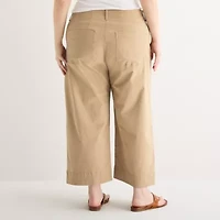 a.n.a Womens Plus Wide Leg Highest Rise Cropped Pant
