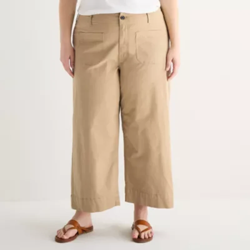 a.n.a Womens Plus Wide Leg Highest Rise Cropped Pant