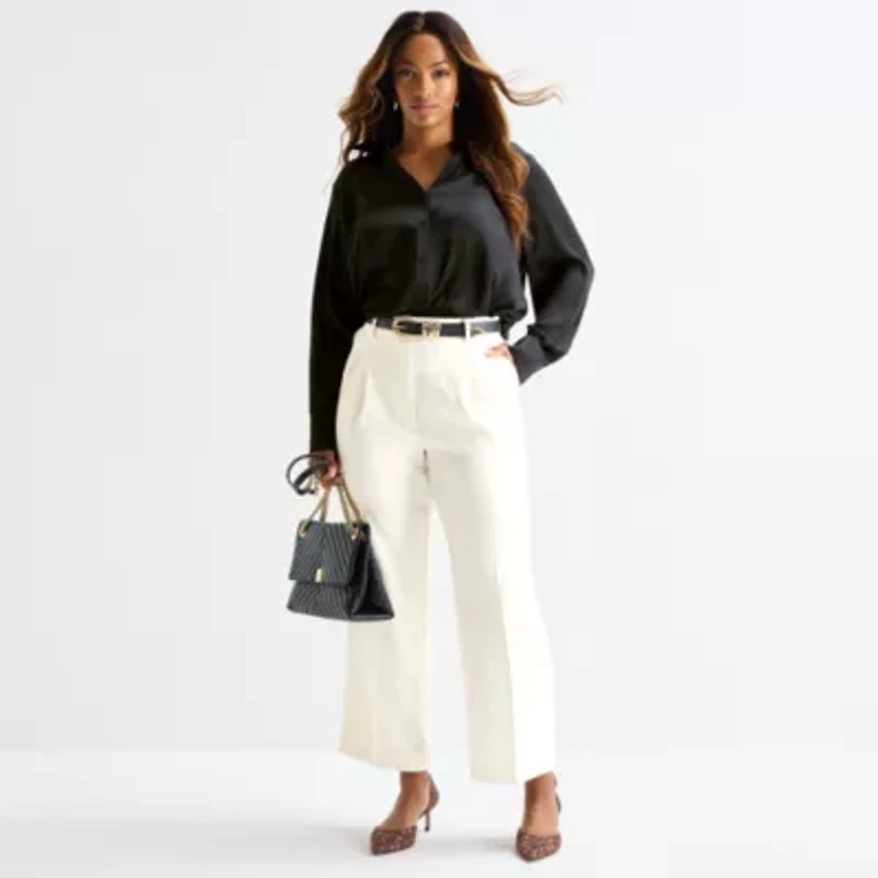 Worthington Womens Plus Long Sleeve Blouse