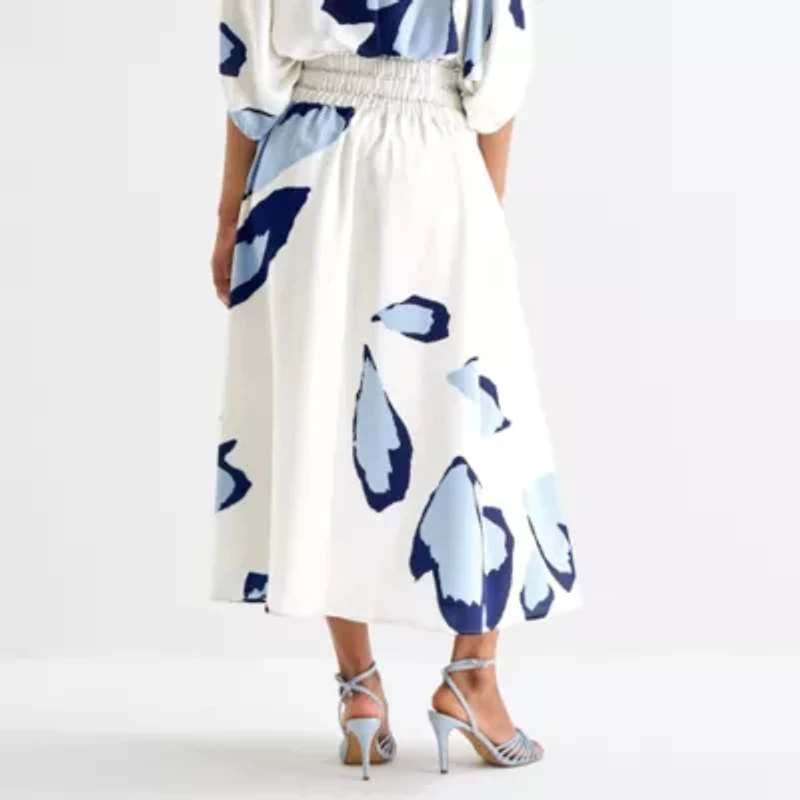 Worthington Womens Plus Long Flared Skirt