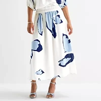 Worthington Womens Plus Long Flared Skirt