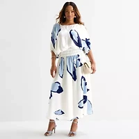 Worthington Womens Plus Long Flared Skirt