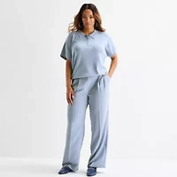 Worthington Plus Womens Short Sleeve Polo Sweater