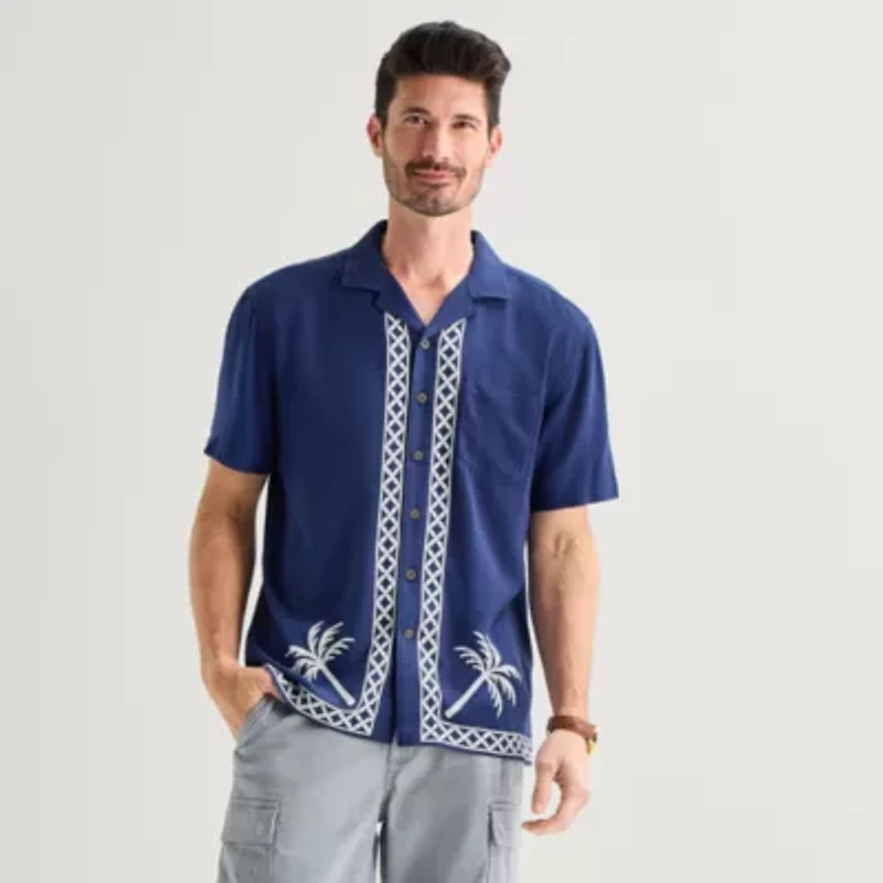 St. John's Bay Camp Mens Short Sleeve Shirt