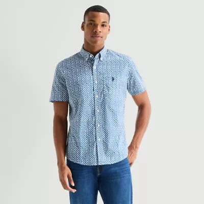U.S. Polo Assn. Mens Short Sleeve Classic Fit Embroidered Button-Down Shirt