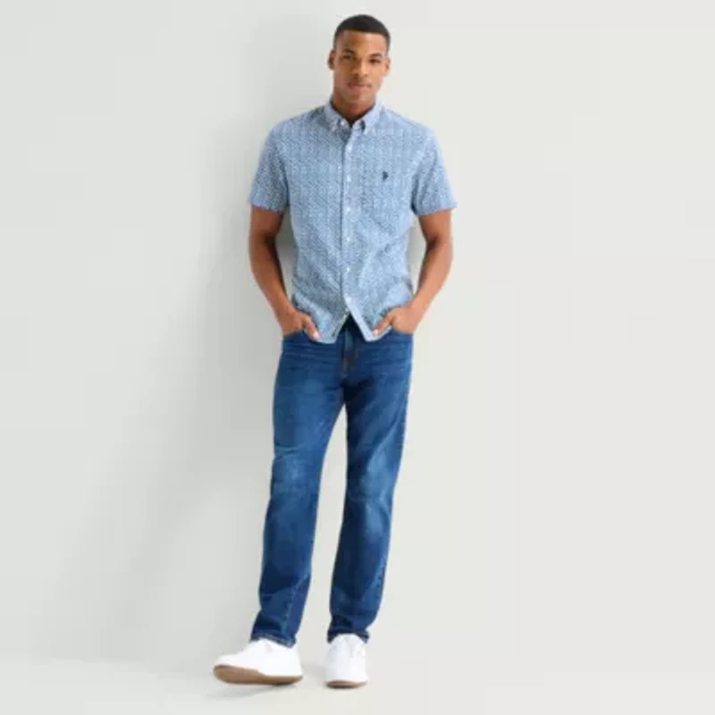 U.S. Polo Assn. Mens Short Sleeve Classic Fit Embroidered Button-Down Shirt