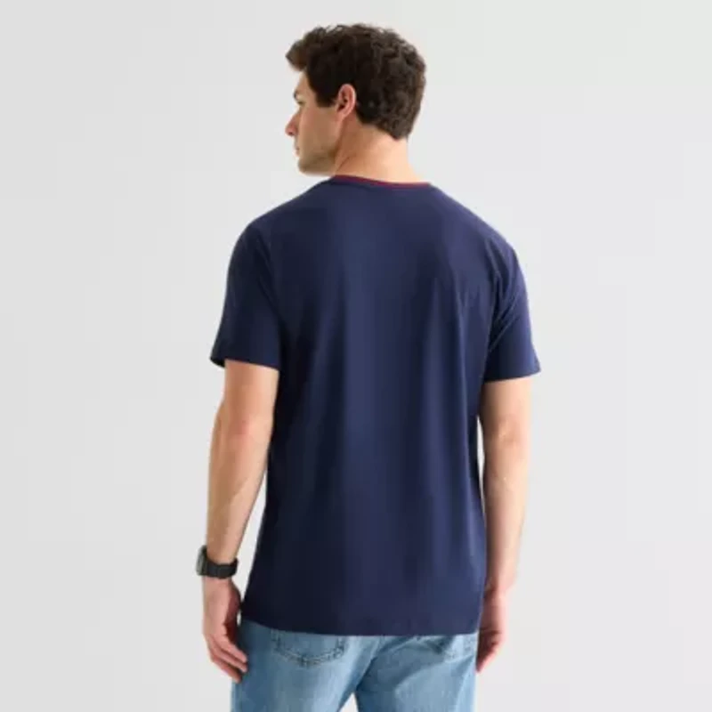 U.S. Polo Assn. Tipped Stretch Mens V Neck Short Sleeve Fabric T-Shirt