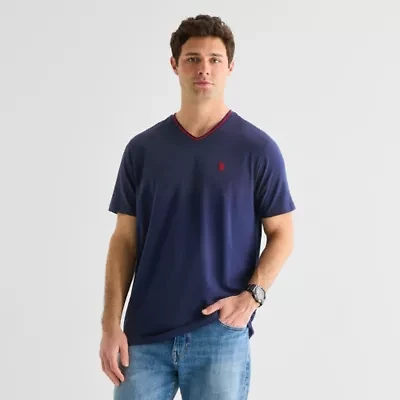 U.S. Polo Assn. Tipped Stretch Mens V Neck Short Sleeve Fabric T-Shirt