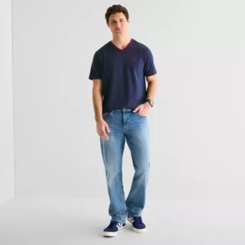 U.S. Polo Assn. Tipped Stretch Mens V Neck Short Sleeve Fabric T-Shirt