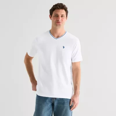 U.S. Polo Assn. Tipped Mens V Neck Short Sleeve Stretch Fabric T-Shirt