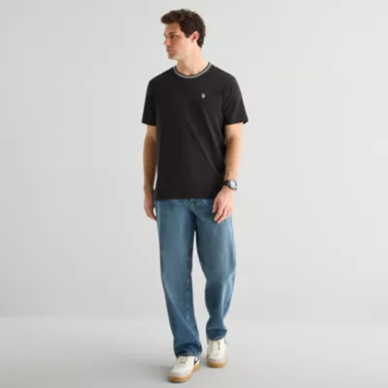 U.S. Polo Assn. Tipped Mens Crew Neck Short Sleeve Stretch Fabric T-Shirt