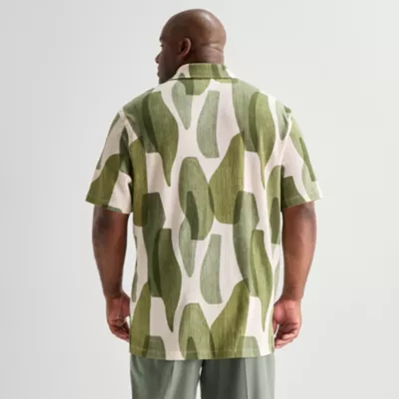 J. Ferrar Mens Short Sleeve Big and Tall Camp Shirt