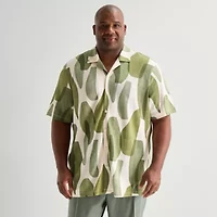 J. Ferrar Mens Short Sleeve Big and Tall Camp Shirt