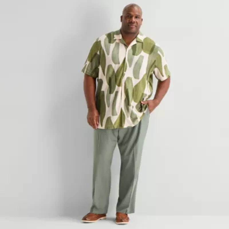 J. Ferrar Mens Short Sleeve Big and Tall Camp Shirt