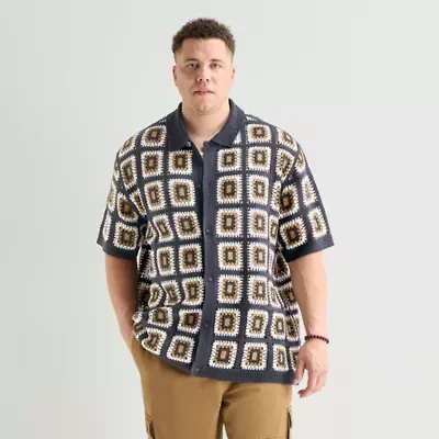 Arizona Big and Tall Mens Short Sleeve Button Polo Sweater