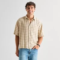 Arizona Mens Short Sleeve Regular Fit Button-Down Shirt