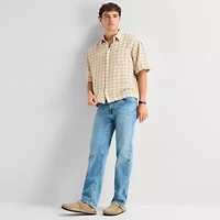 Arizona Mens Short Sleeve Regular Fit Button-Down Shirt