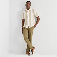 mutual weave Mens Short Sleeve Classic Fit Button-Down Shirt