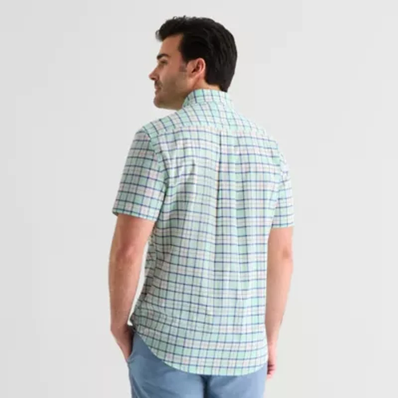 U.S. Polo Assn. Mens Y Neck Short Sleeve Classic Fit Embroidered Button-Down Shirt